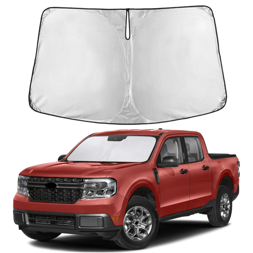 EcoNour sunshade front view showing full windshield coverage and protection
