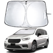 EcoNour front view of sunshade showing full windshield coverage and precise fit