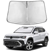 EcoNour front fit on VW Taos windshield showing full coverage and cooler cabin