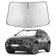 EcoNour front-facing sunshade showing exact windshield coverage and fit benefit