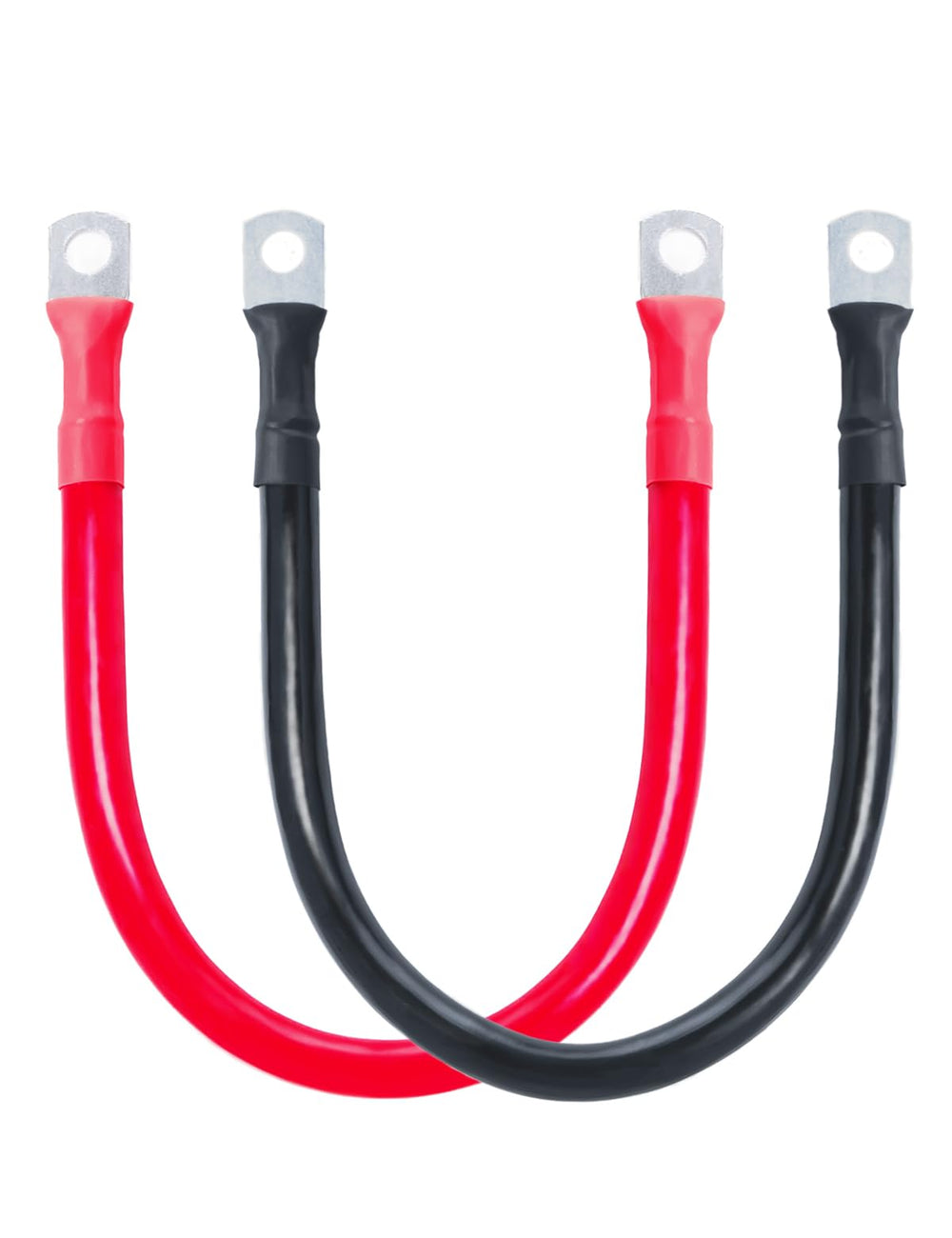 ECO-WORTHY front view of 2AWG red and black battery cables showing ready-to-install pair