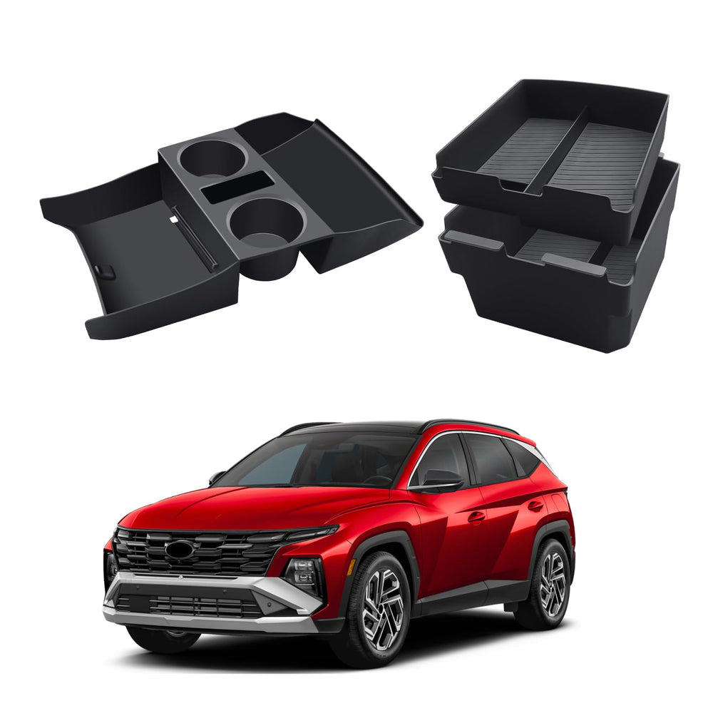 ECOZEN front view of center console organizer showing neat storage and easy access