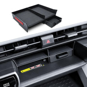 EDBETOS front view of console organizer showing tidy compartments and neat fit