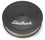 Edelbrock 1223 front view black finish showing fit and low-profile benefits