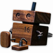 Edilado wooden man front view showing decorative dashboard charm and scent delivery
