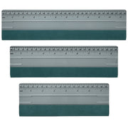 EHDIS front view of three squeegees showing sizes and durable build, speeds large installs