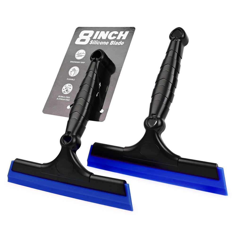 EHDIS front view of blue 2-pack squeegees showing product and packaging benefits