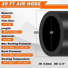 EilxMag PA12 coiled air hose close-up showing flexibility and abrasion resistance