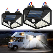EJYTRVT front packaging showing two solar RV lights and benefits