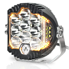 EKXAP front view round driving light showing clear optics and balanced beam