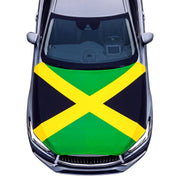ElaraBerry front view of Jamaica flag hood cover showcasing bold colors and protection