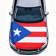 ElaraBerry Puerto Rico flag hood cover front view shows bold patriotic styling and protection