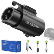 ELEGRP front connector view showing secure fit and fast charging benefit
