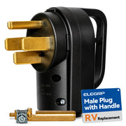 ELEGRP front view of 14-50P plug showing sturdy housing and reliable connection