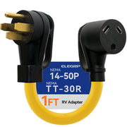 ELEGRP front view showing 14-50P male and TT-30R female for reliable conversion