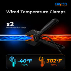 Elitech LMG-10Plus three service hoses and R410A adapter laid out for ready system hookup