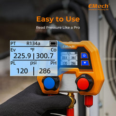 Elitech R134a and R410A adapters enabling versatile refrigerant hookups