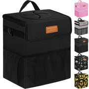 ELONGRIVER front view of black car trash can showing tidy appearance and quick access benefit