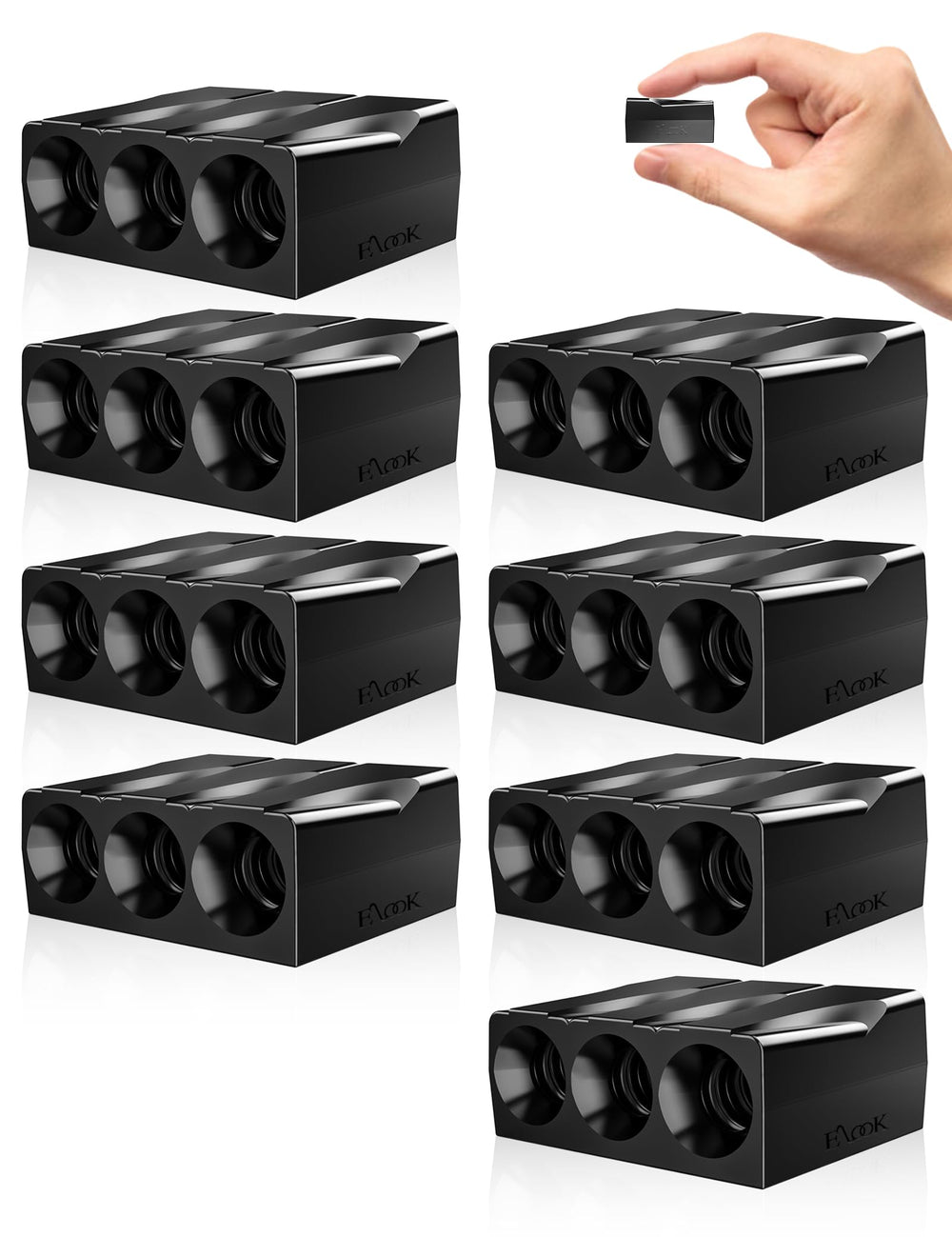 Elook front view of three-horn whistle showing compact design and airflow openings