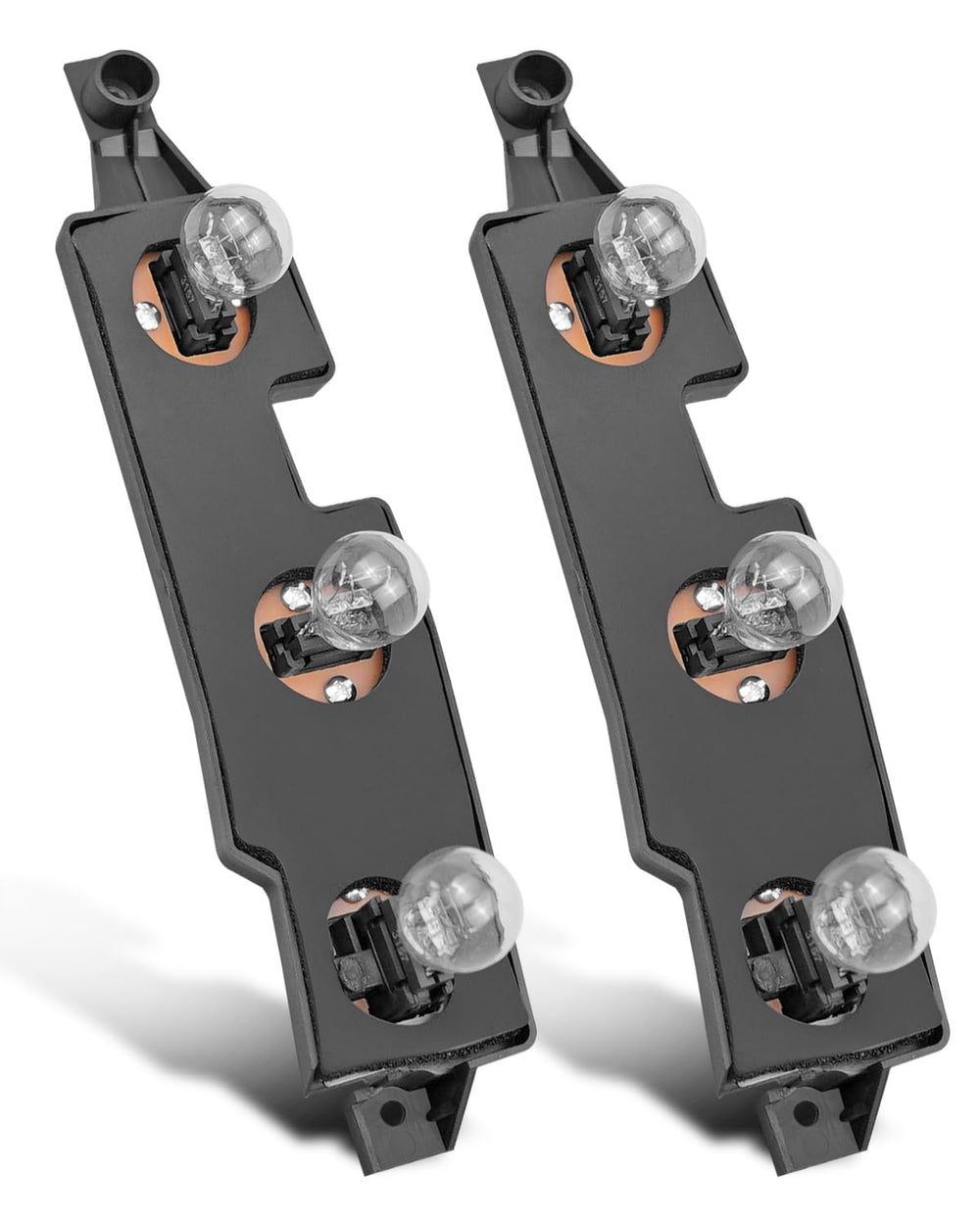 EMIHO front view connector plate showing mounting points and bulb sockets, ensures accurate fit