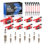 ENA front packaging of full red ignition kit showing complete set and fitment benefits