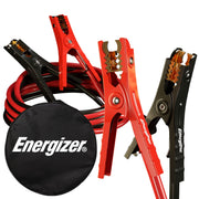 Energizer front view of packaged jumper cables, visible branding and length benefit