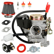 EOPOAYI carburetor front view showing bolt pattern and throttle linkage benefit improved fit