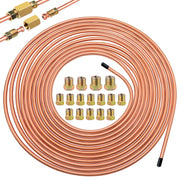 Eoppen front view of coiled brake line kit showing included fittings and packaging benefits