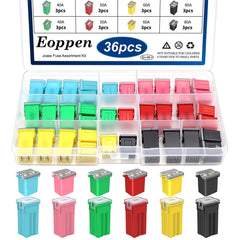 Eoppen front packaging showing organized fuse case and benefits of compact storage