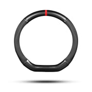 Ergocar front view of steering wheel cover showing sporty black stripe benefit increased style