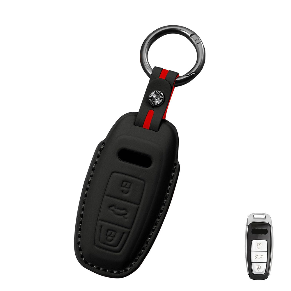 Erivis front view of leather Audi key fob cover showing protection and style