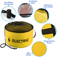 ERKOON yellow bag with electrical cords showing organized cord protection benefit