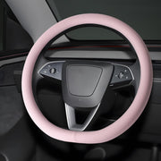 ernica front view of pink steering wheel cover shows soft look and style