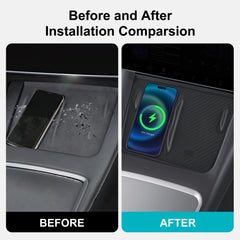 ernica showing phone on wireless pad prevents slipping while charging