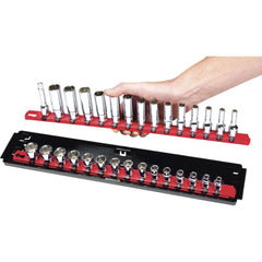 Ernst Manufacturing close-up of universal rail end stops and molded detail for secure socket placement