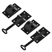 ESUDNT front view black T-style door latch showing compact design and reliable hold