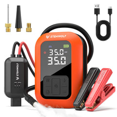 ETENWOLF front view of jump starter showing compact design and display for quick identification