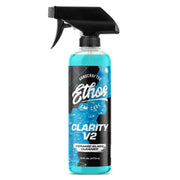Ethos Handcrafted Car Care front label showing product identity and benefits