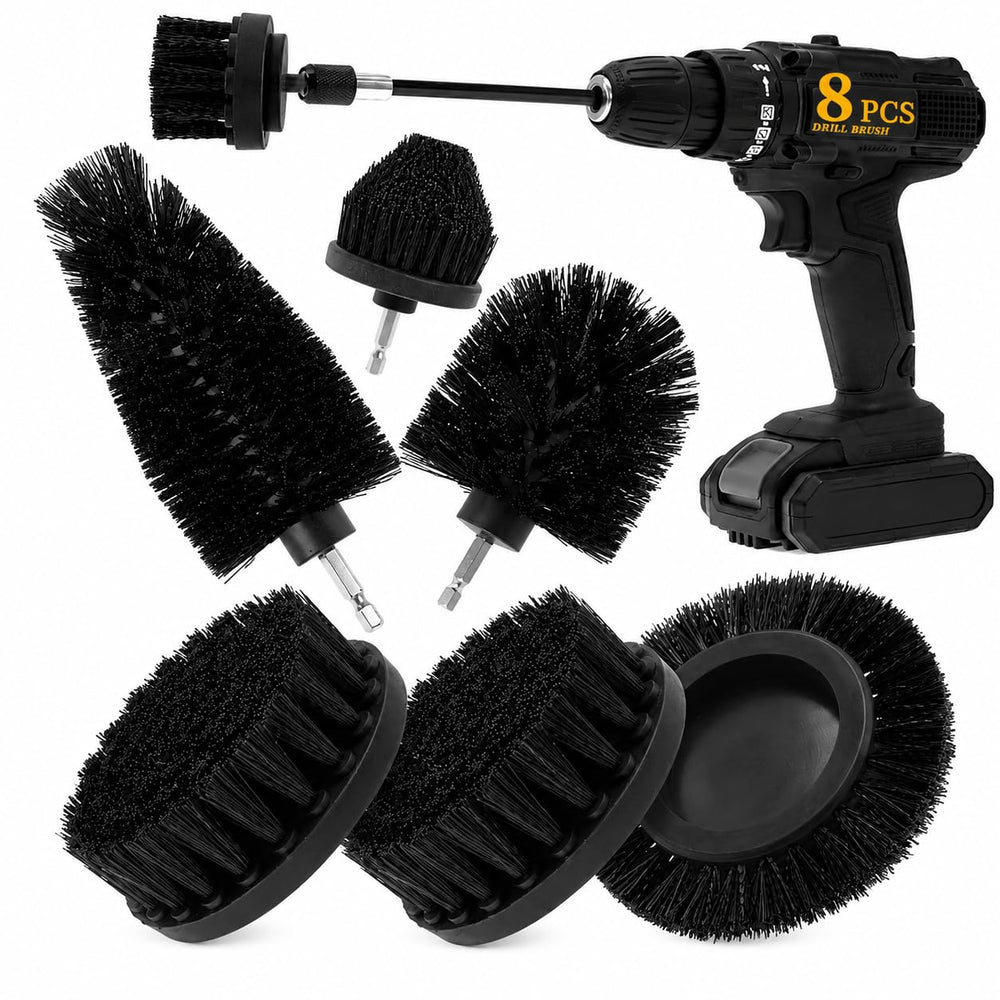 ETOUPA front view set showing all eight brush attachments and benefits fast cleaning