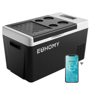EUHOMY 23QT front view showing compact fridge and clear controls benefit portability