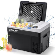 EUHOMY front view of 31QT fridge showing compact design and easy access, reliable cooling