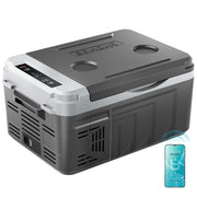 EUHOMY front view of compact fridge showing sleek casing and logo, great portability