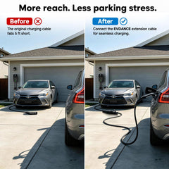EVDANCE full 21ft cable laid out to show extended reach and flexibility