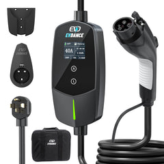EVDANCE front product overview showing compact portable charger and benefits