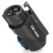 EVDANCE front view adapter showing plug face and secure fit benefit