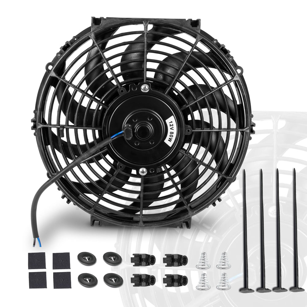 EVERESTWAY front view of 12 inch fan showing airflow and universal fit benefit