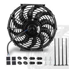 EVERESTWAY front view of 12 inch fan showing airflow and universal fit benefit