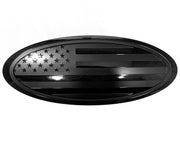 eVerHITCH front view of 5 inch black emblem showing bold flag detail and clean finish