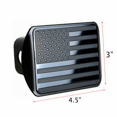 eVerHITCH stainless-steel flag emblem detail showing rust-resistant patriotic accent