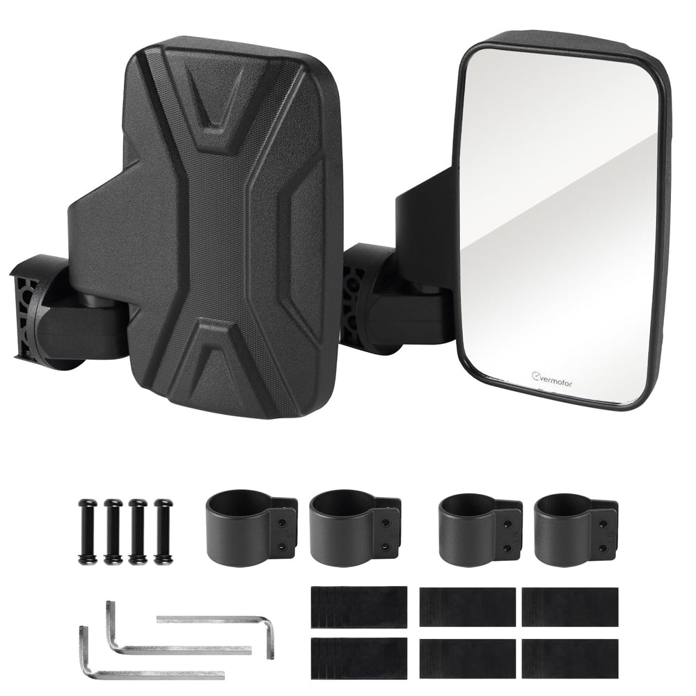evermotor front view of packaged mirror showing model and fit benefits